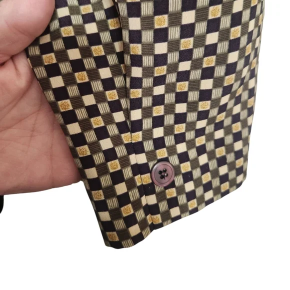 Vintage Panther Geometric Black Beige Patterned Button-Up Shirt Size 14 P2P 24" - Picture 4 of 6